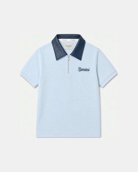 Adam Braided Collar Polo - Sky Blue - Men's