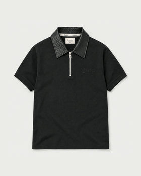 Adam Braided Collar Polo - Black - Men's