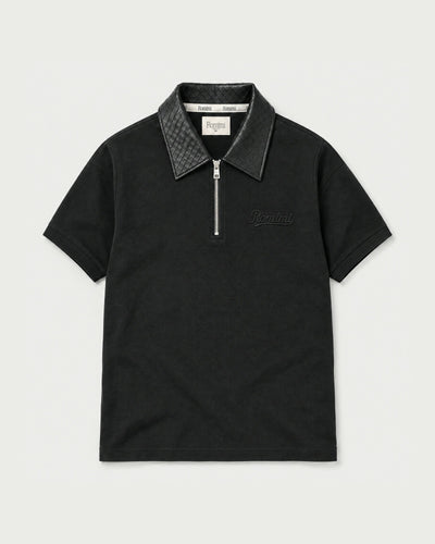 Adam Braided Collar Polo - Black - Men's