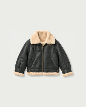 Faux Leather Aviator Jacket - Black - Boy