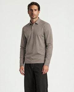 Polo manches longues mercerisé - Gris - Adulte