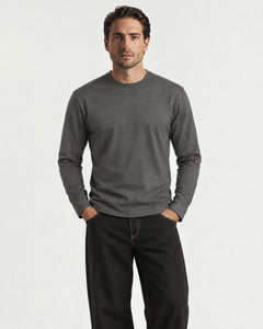Mercerized Long Sleeve Tee - Charcoal - Adult