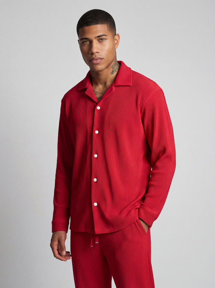 Camisa plisada de Nochebuena para adultos