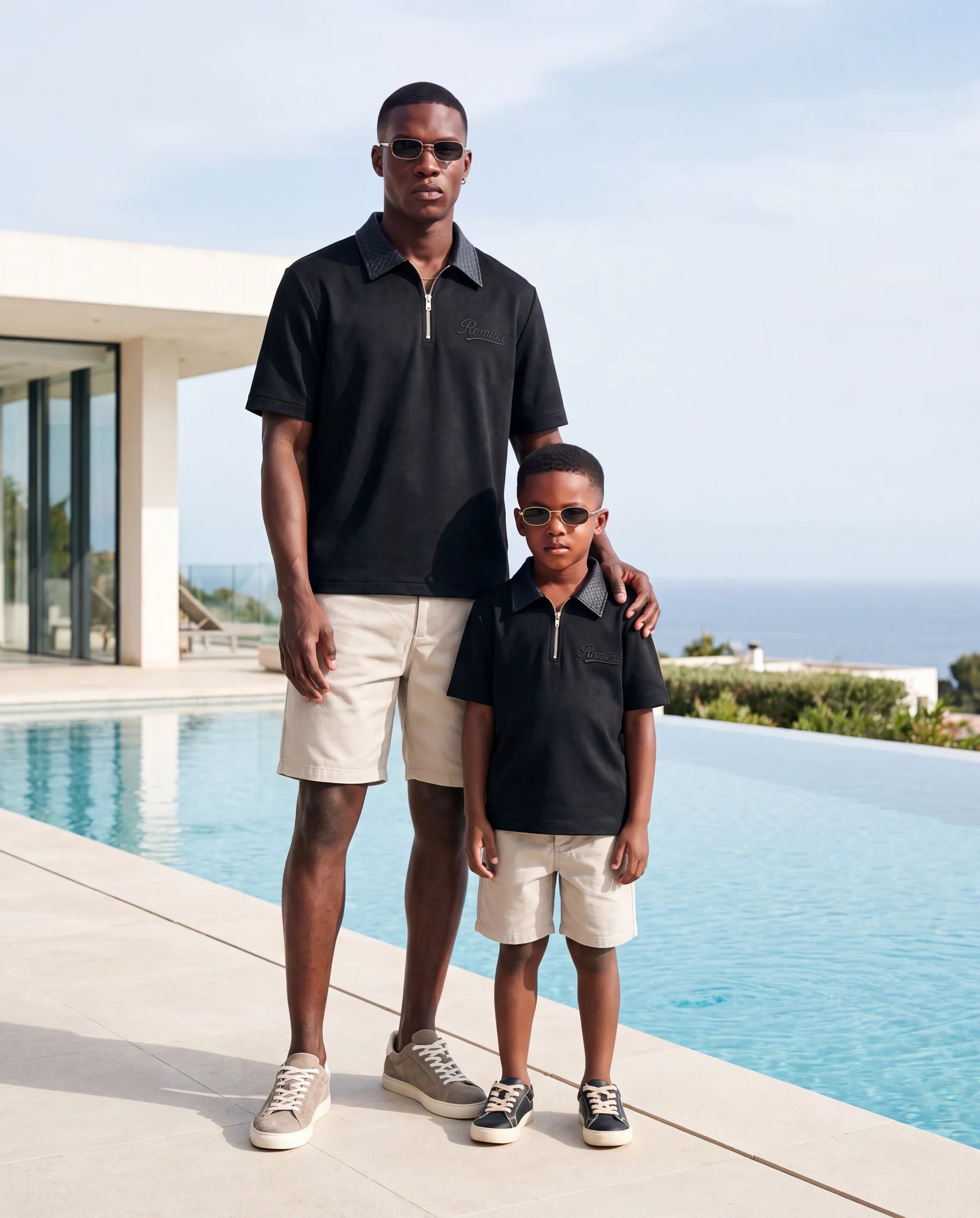 ROMIMI Adam Sport Polo black — father and son