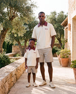 ROMIMI Adam Sport Polo cream & burgundy — father and son