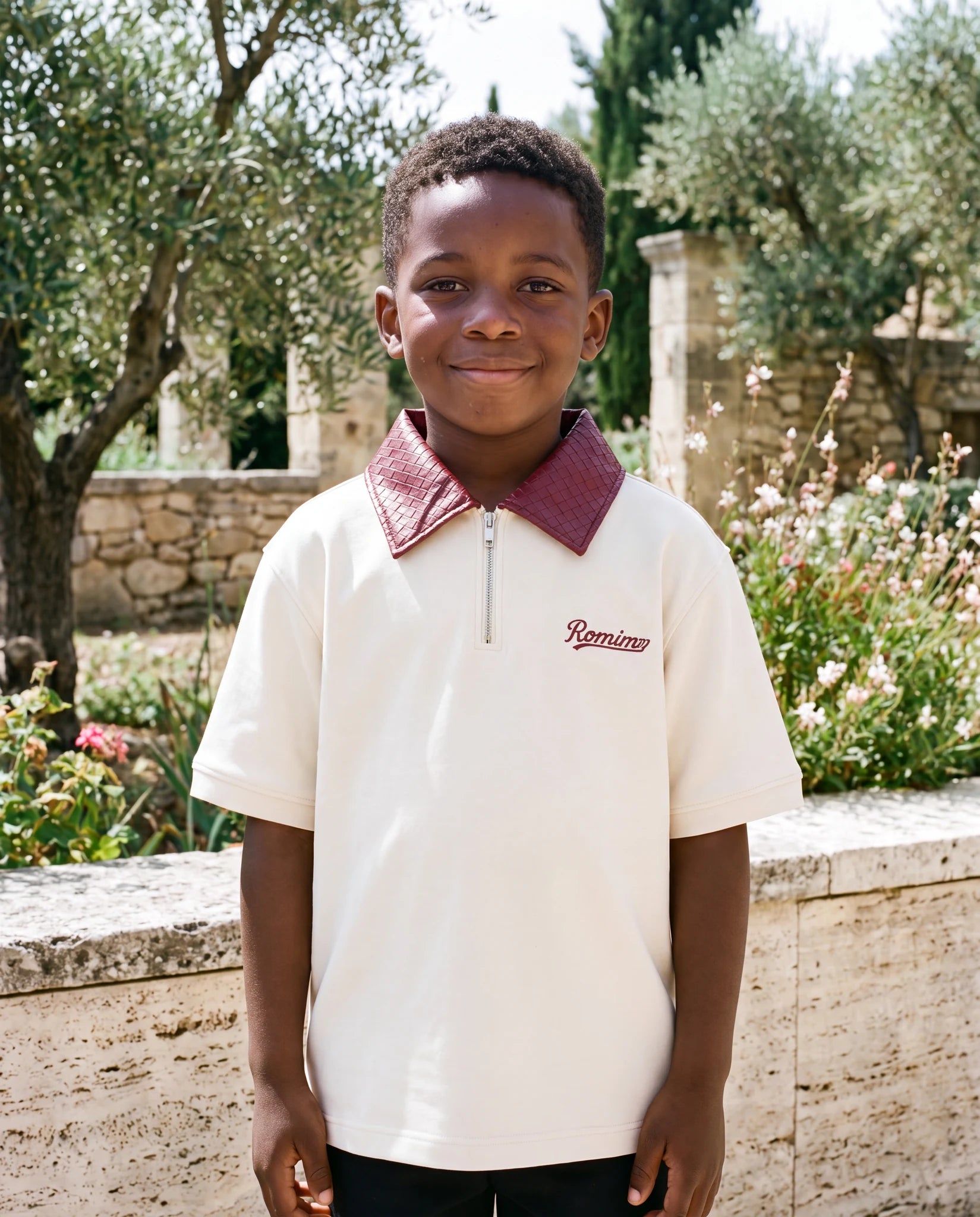 ROMIMI Adam Sport Polo cream & burgundy — boy