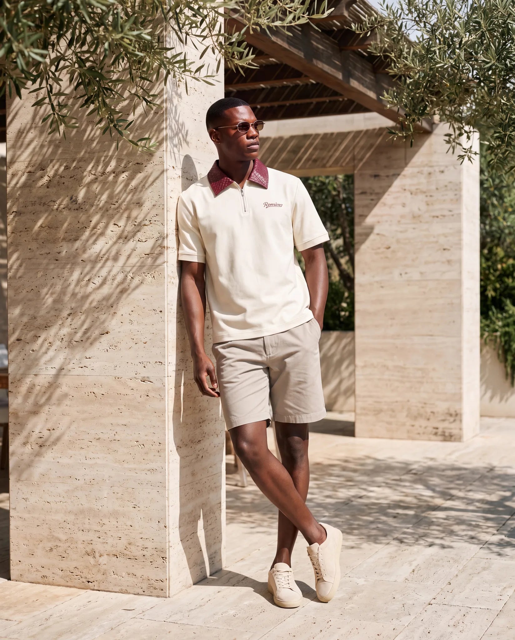 ROMIMI Adam Sport Polo cream & burgundy — men