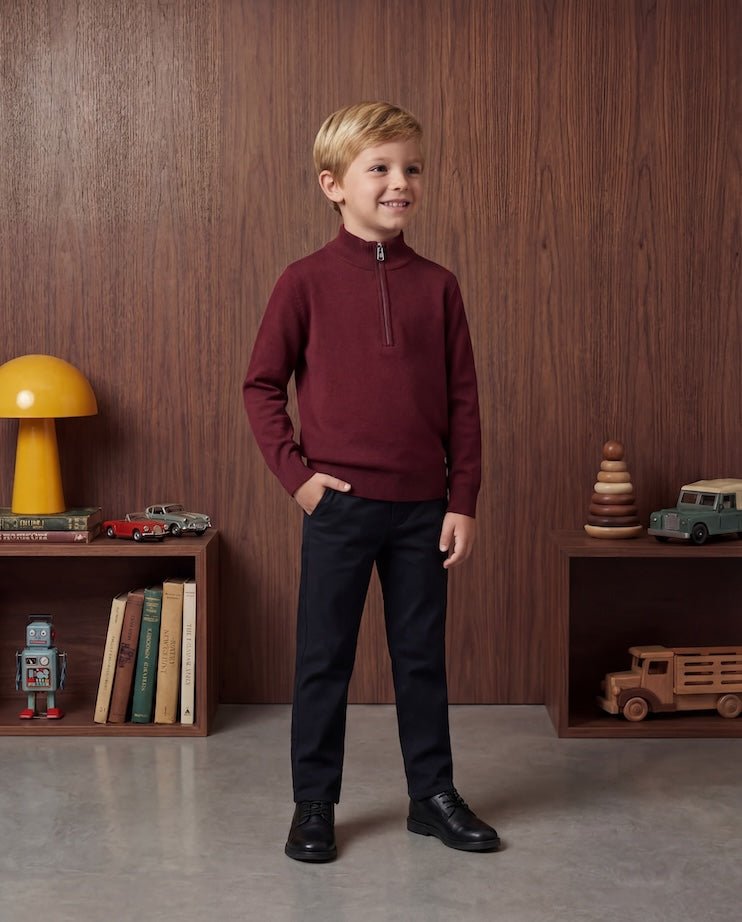 Merino Heritage Quarter - Zip - Boy - romimi - matching outfits romimi