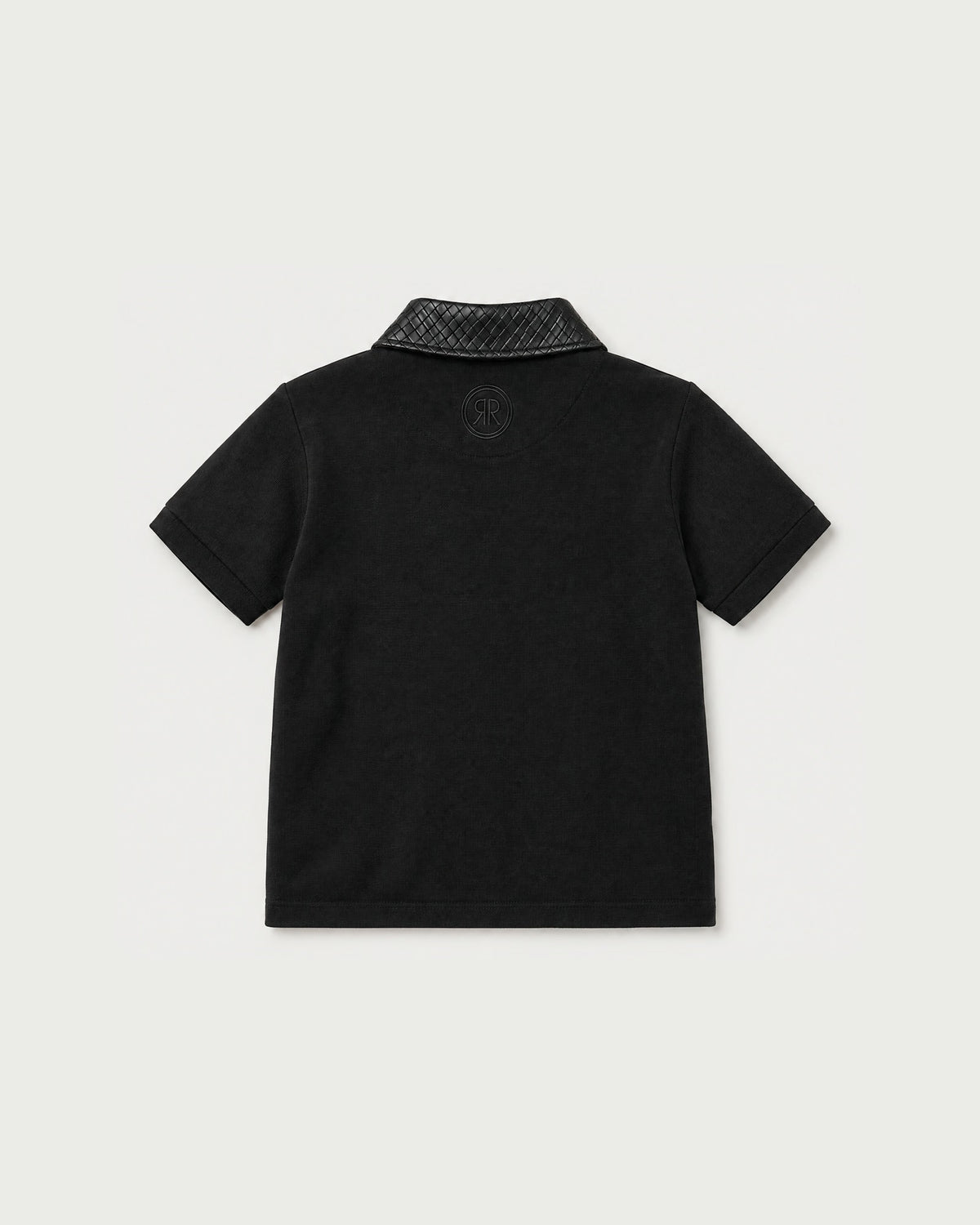 Romimi Adam Braided Collar Polo - Black for kids, back view