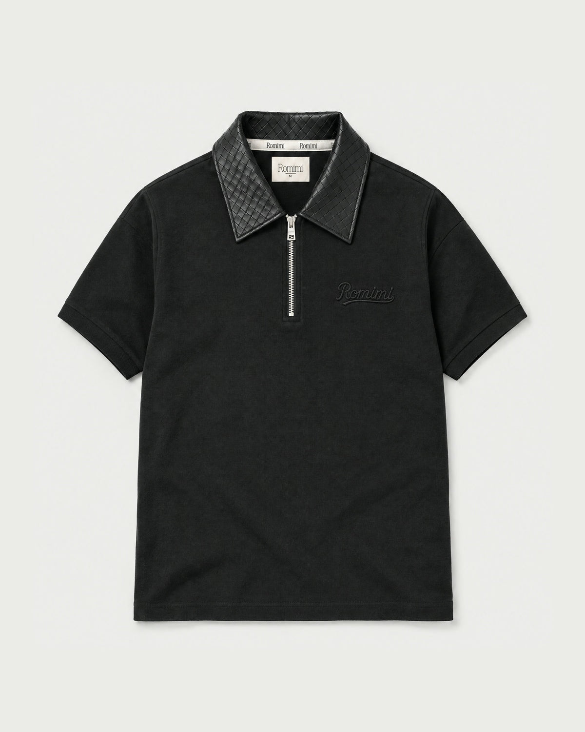 Romimi Adam Braided Collar Polo - Black, front view