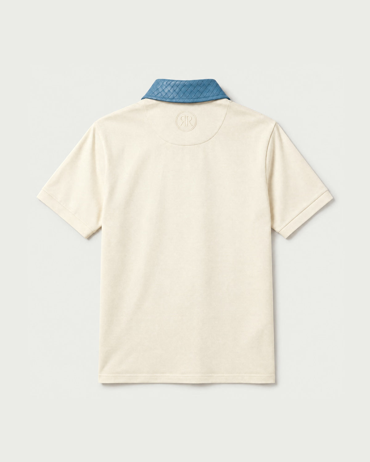 Romimi Adam Braided Collar Polo - Cream & Sky Blue, back view