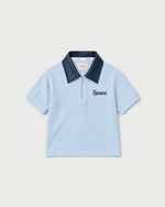 Romimi Adam Braided Collar Polo - Sky Blue for kids, front view