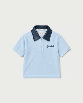 Adam Braided Collar Polo - Sky Blue - Kids