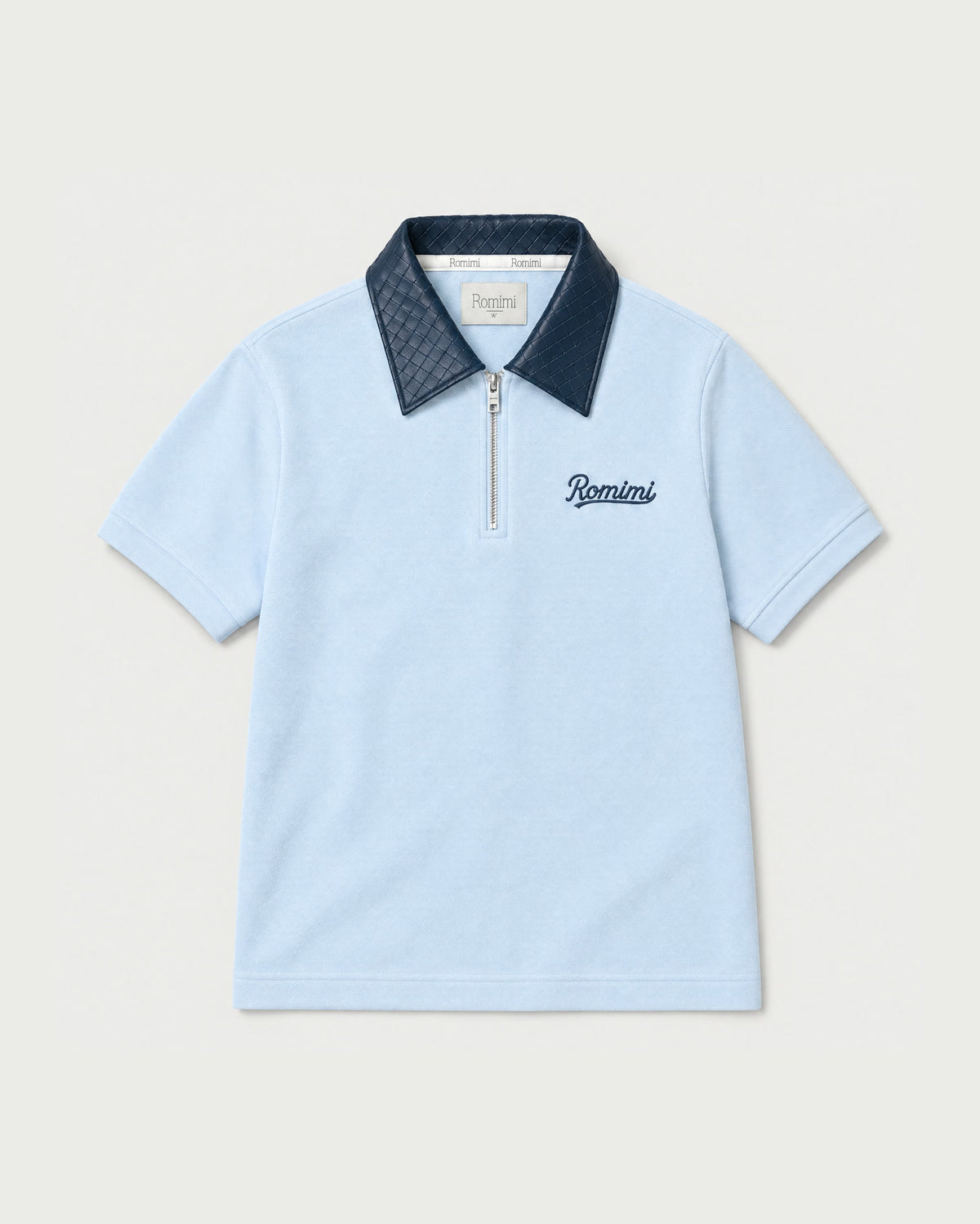 Romimi Adam Braided Collar Polo - Sky Blue, front view