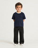 Little boy wearing the Romimi Alex Contrast Collar Tee, full length