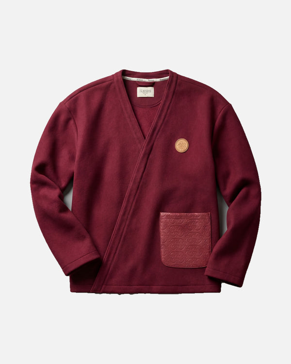 Romimi Atelier Kimono Overshirt in burgundy, men product shot, front view