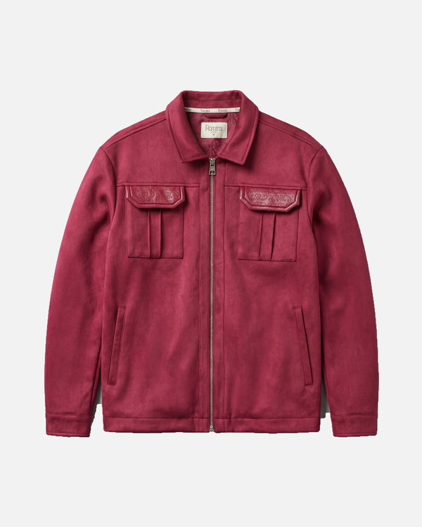 Romimi Atelier Suede Jacket in burgundy, men product shot, front view