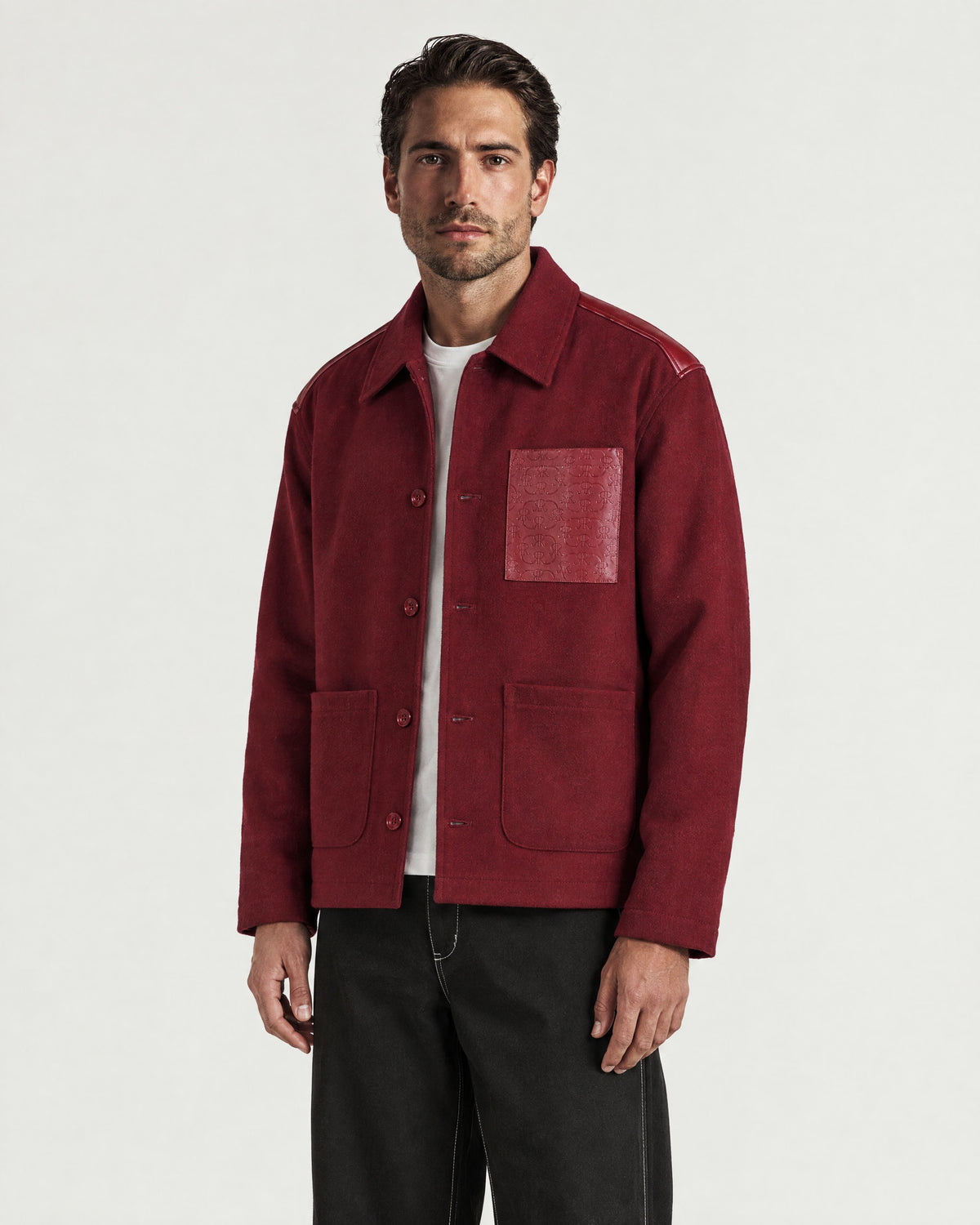 Man wearing the Romimi Atelier Overshirt, front view