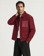 Man wearing the Romimi Atelier Overshirt, three-quarter view