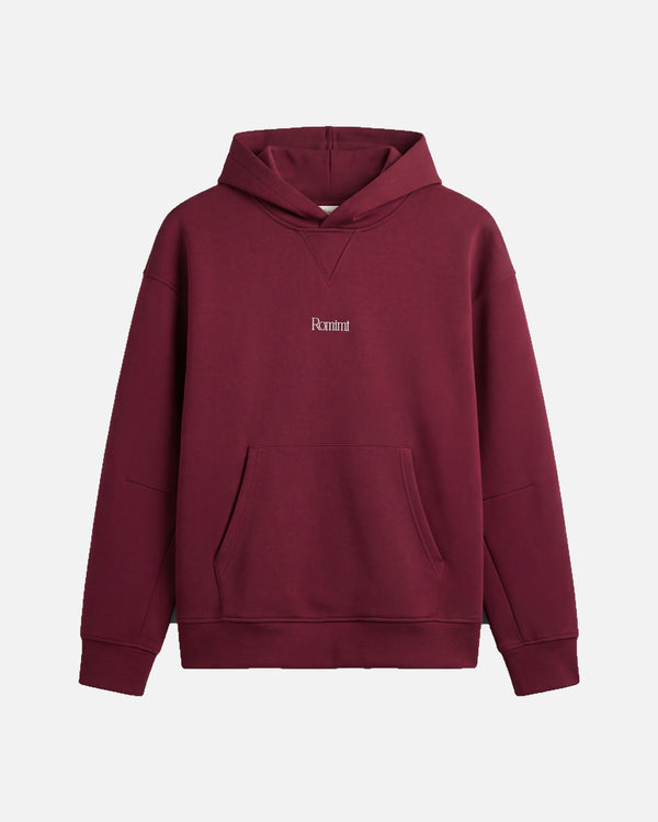 Romimi Bond Signature Hoodie in burgundy, men product shot, front view