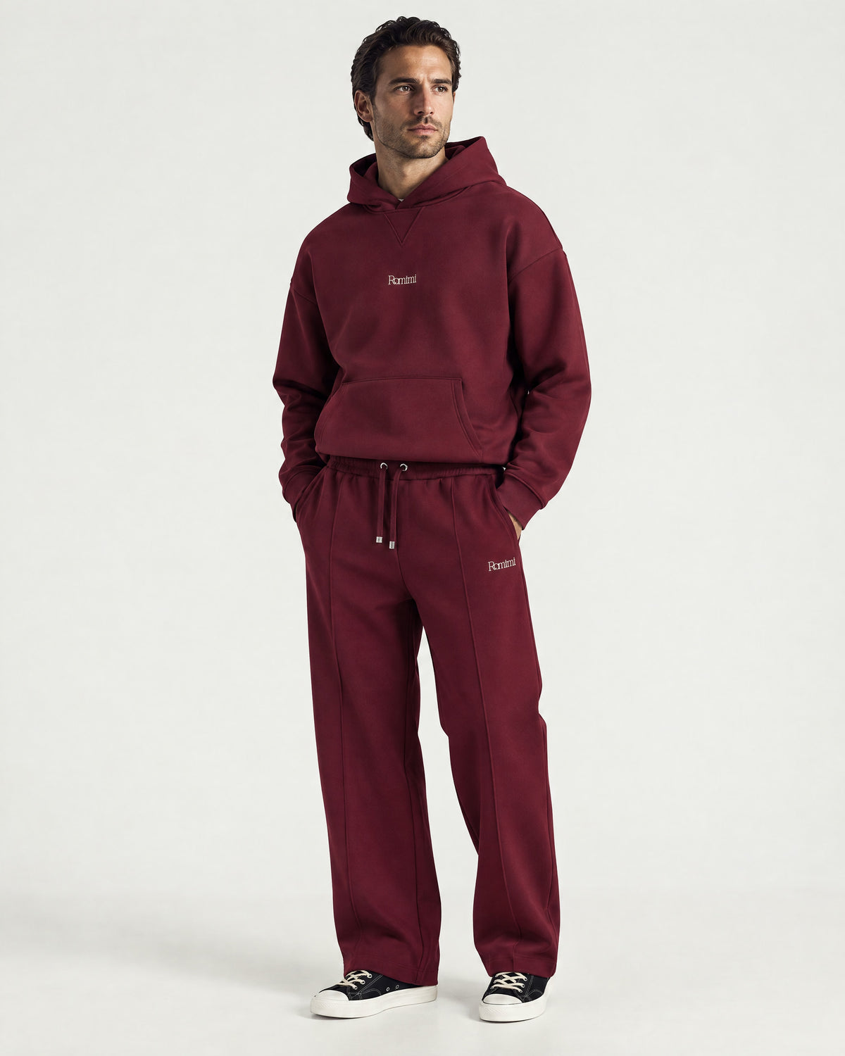 Man wearing the Romimi Bond Signature Jogger, three-quarter view