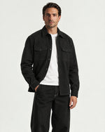 Romimi Brushed Overshirt in Black, worn