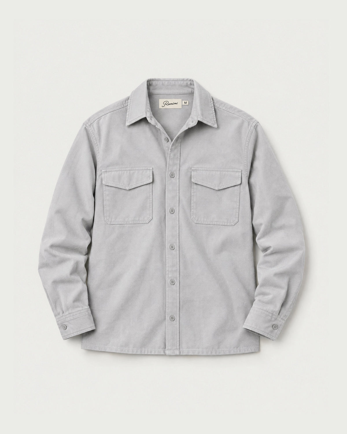 Romimi Brushed Overshirt in Grey, front view