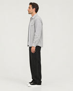 Romimi Brushed Overshirt in Grey, side view, worn
