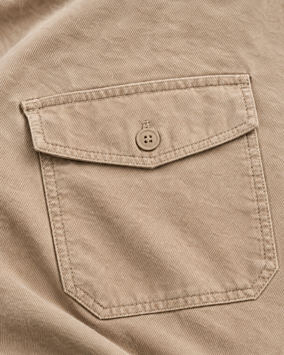 Romimi Brushed Overshirt in Khaki, fabric close-up