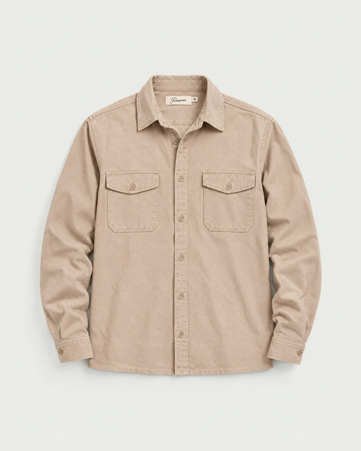 Romimi Brushed Overshirt in Khaki, front view