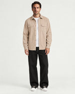 Romimi Brushed Overshirt in Khaki, worn