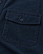 Romimi Brushed Overshirt in Navy, fabric close-up