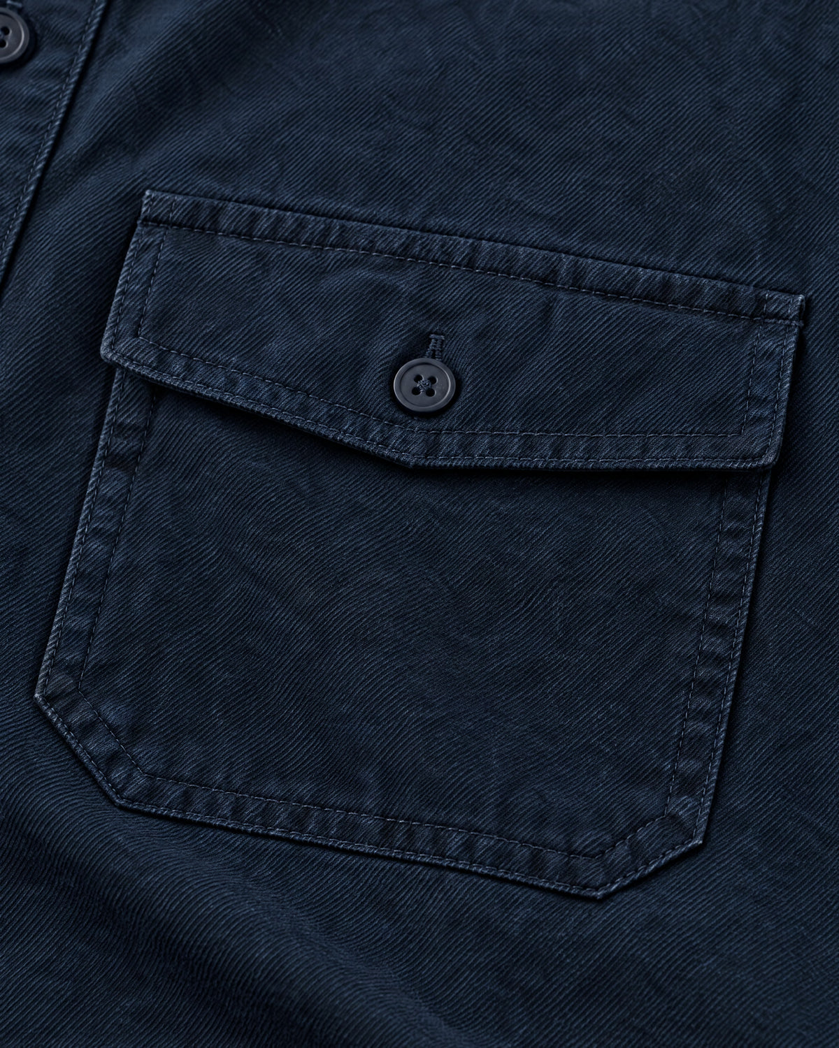 Romimi Brushed Overshirt in Navy, fabric close-up