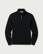 Romimi Cable Knit Quarter-Zip in Black, front view