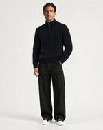 Romimi Cable Knit Quarter-Zip in Black, worn