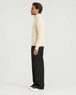 Romimi Cable Knit Quarter-Zip in Ecru, side view, worn