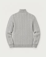 Romimi Cable Knit Quarter-Zip in Grey Melange, back view