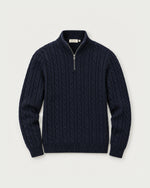 Romimi Cable Knit Quarter-Zip in Navy, front view