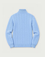 Romimi Cable Knit Quarter-Zip in Sky Blue, back view