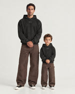 Father and son wearing the Romimi Carpenter Pant - Chocolat