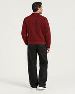 Romimi Corduroy Harrington in Burgundy, back view, worn