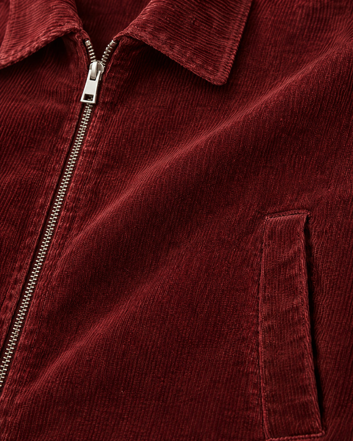 Romimi Corduroy Harrington in Burgundy, fabric close-up