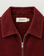 Romimi Corduroy Harrington in Burgundy, label close-up