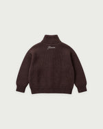Romimi Core Zip Sweater in Chocolat, kids product shot, back view
