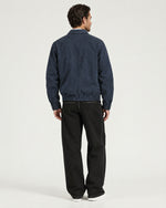 Romimi Cotton Twill Harrington in Navy, back view, worn