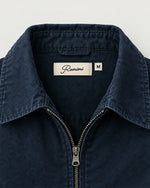 Romimi Cotton Twill Harrington in Navy, label close-up