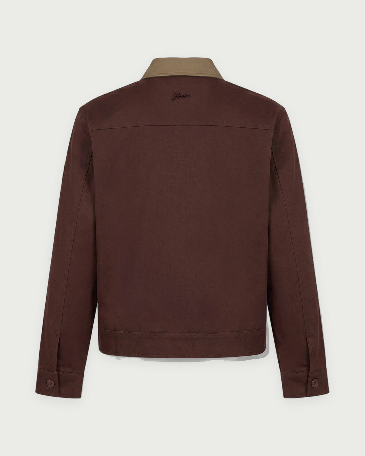 Romimi Crop Overshirt in Chocolat, adult product shot, back view