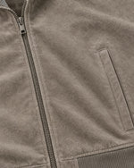 Romimi Faux Suede Bomber in Grey, fabric close-up