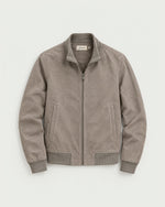 Romimi Faux Suede Bomber in Grey, front view