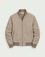 Romimi Faux Suede Bomber in Taupe, front view
